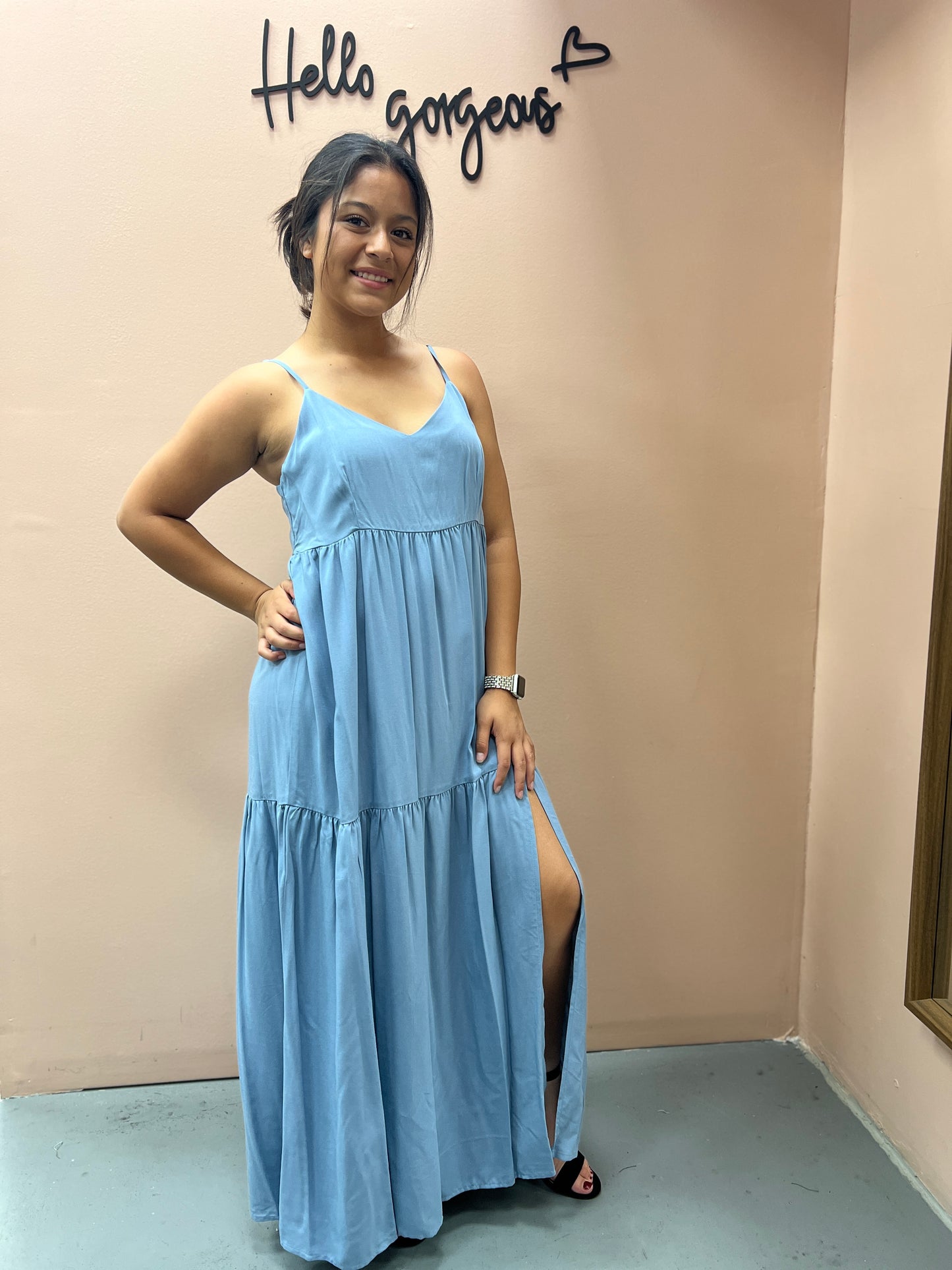 Dusty Blue Long Maxi Dress